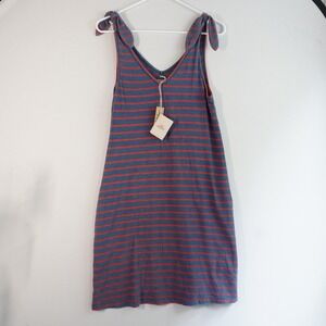 Faherty Florence Dress XS Indigo‎ Dyed Brenton Stripe Tie Strap Sleeveless NWT